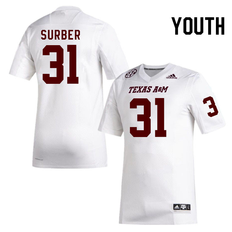 Youth #31 Caleb Surber Texas A&M Aggies College Football Jerseys Stitched Sale-White